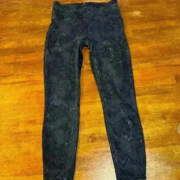 Women’s Spanx Jeggings Large Black And Gray High Rise Stretch - Picture 1 of 12